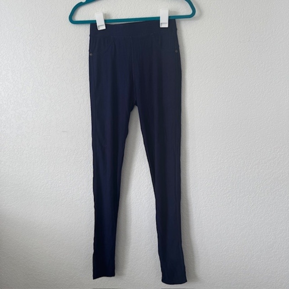 Navy Blue Denim Look Leggings Women's S/M Stretchy‎ Pants Comfort